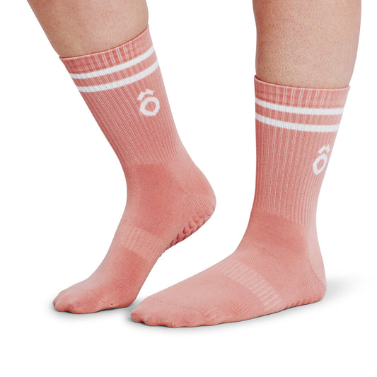 ÔWEAR 運動條紋皮拉提斯防滑襪 - 玫瑰粉